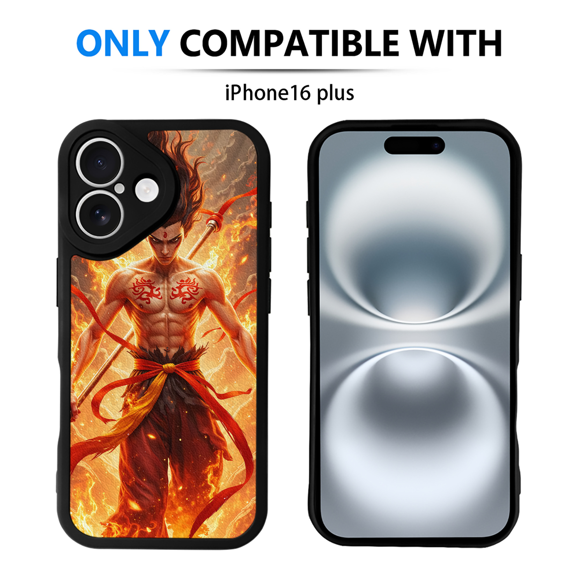（画像用） Ne Zha 2 ナタ 魔童の大暴れ 【iPhone 16シリーズ対応】シリコンスマホケース（レザー調） 材質：シリコン
